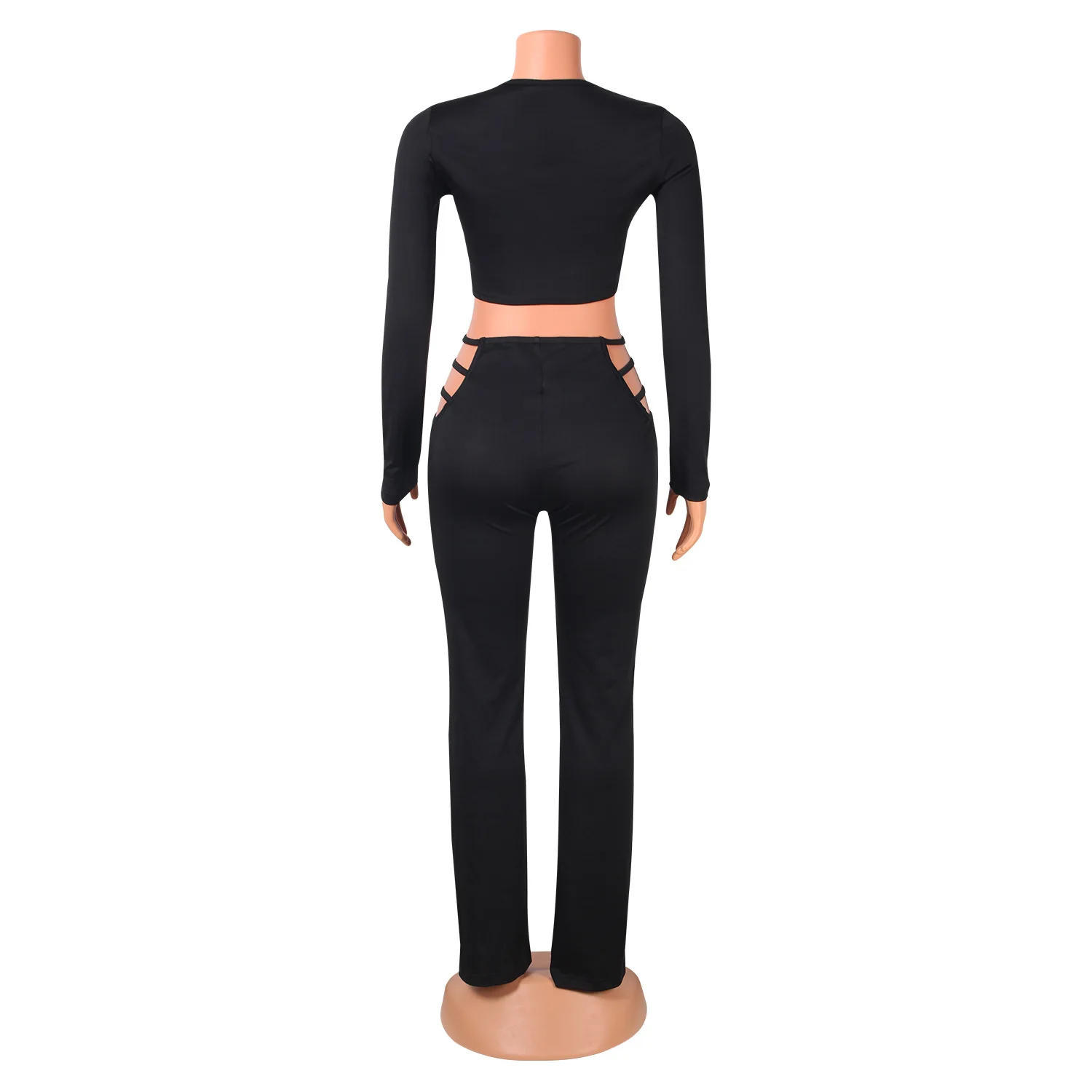 Autumn Fashion Two Piece Suit Women Soild Long-sleeved Top Hollow Trousers Suit Ladies Casual Two Piece Suit
Autumn Fashion Two Piece Suit Women Soild Long-sleeved Top Hollow Trousers Suit Ladies Casual Two Piece Suit