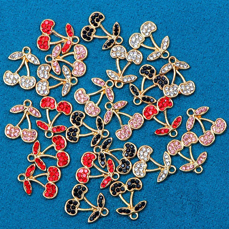 10Pcs Colorful Rhinestone Cherry Zinc Alloy Charms Pendant Golden Metal Fruit Jewelry Charm For DIY Earring Handmade Accessories
10Pcs Colorful Rhinestone Cherry Zinc Alloy Charms Pendant Golden Metal Fruit Jewelry Charm For DIY Earring Handmade Accessories