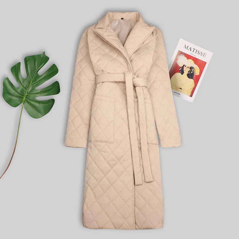 Down Jacket Women Long Oversized Parka Winter Rhombus Pattern Sashes Jacket Casual Loose Long Sleeved Paded Coat Veste Femme
Down Jacket Women Long Oversized Parka Winter Rhombus Pattern Sashes Jacket Casual Loose Long Sleeved Paded Coat Veste Femme