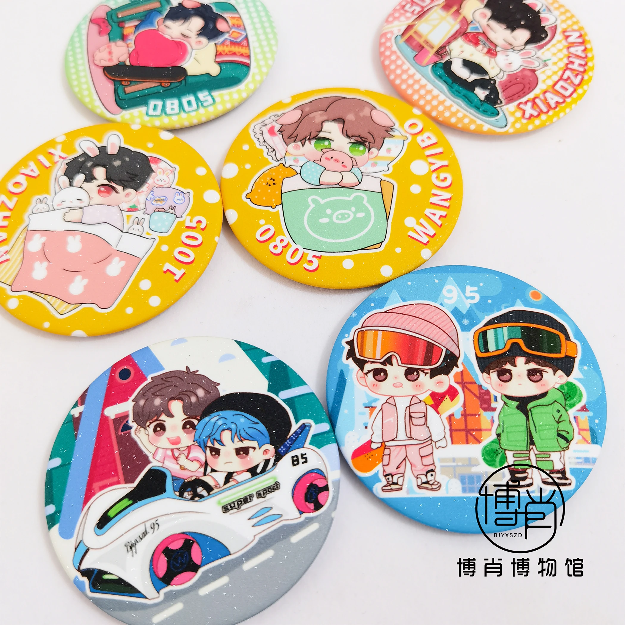 

Anime The Untamed MDZS Xiao Zhan Wang Yibo Q Version Cartoon Badge Button Brooch Pins Souvenir Metal Cosplay Cute Birthday Gift