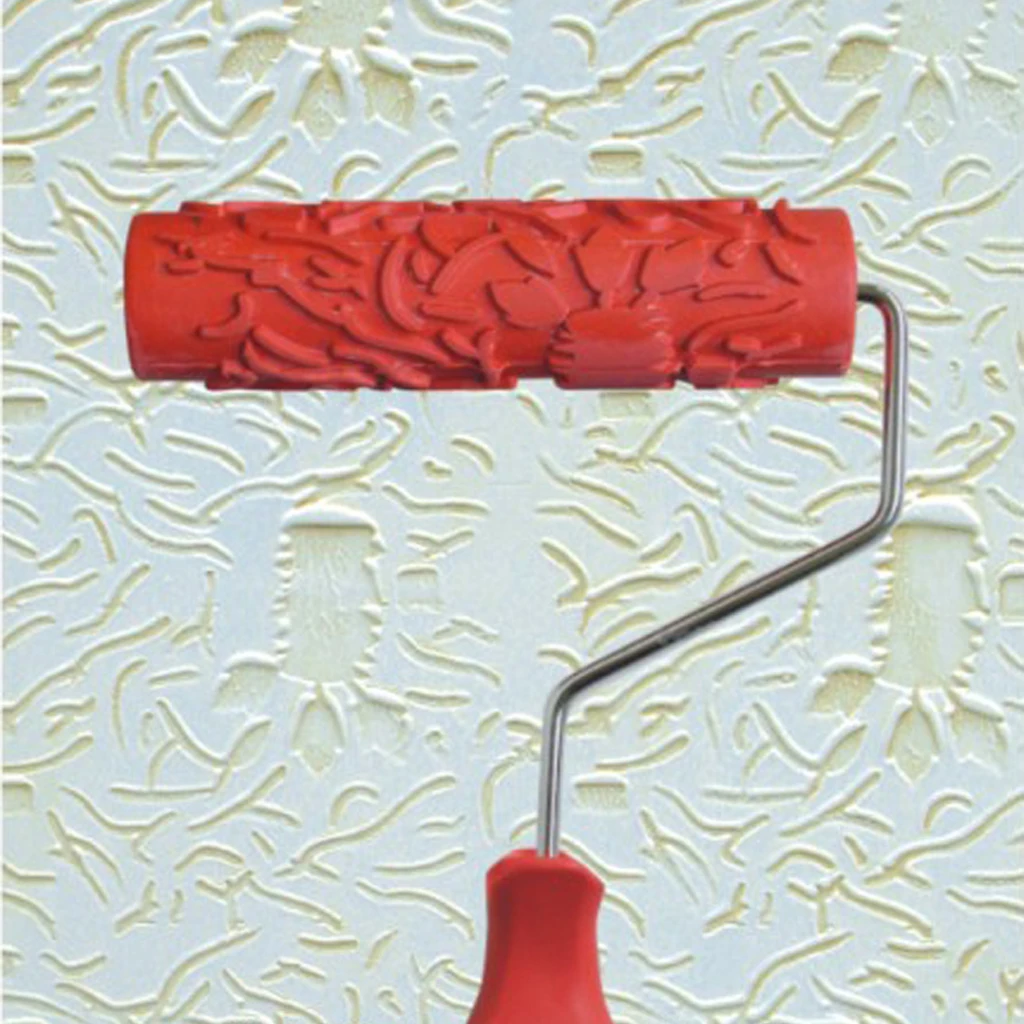 

7-дюймовый валик для тиснения, кисть с дизайнерским узором, с ручкой для декора стен