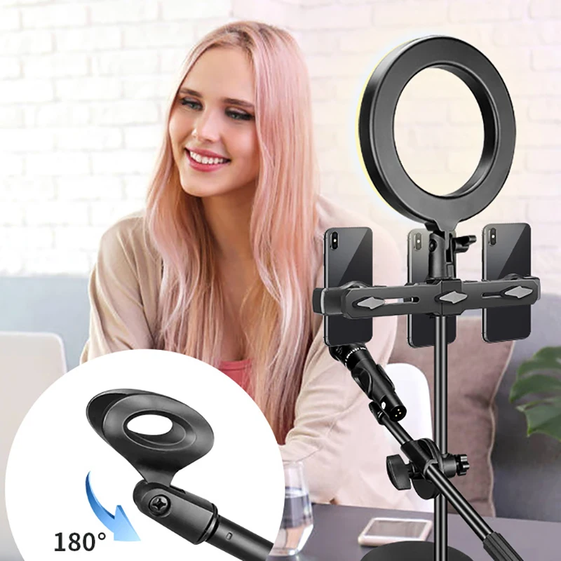 Selfie Ring Light LED Ring Light with Tripod Stand & 3XCell Phone Holder for Live Stream/YouTube Video/Photography 
Selfie Ring Light LED Ring Light with Tripod Stand & 3XCell Phone Holder for Live Stream/YouTube Video/Photography