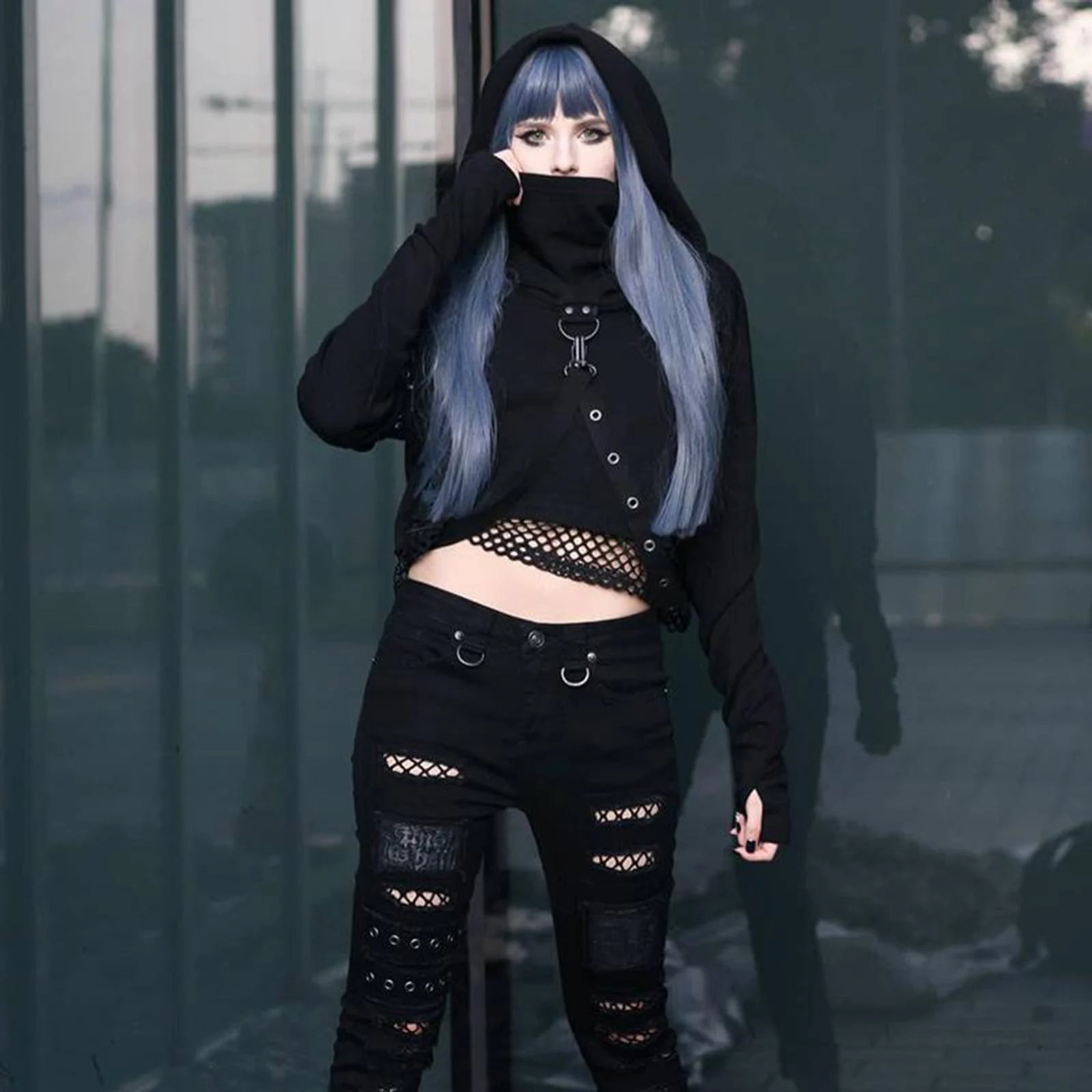 Womens Sexy Hollowed Hoodies Bandage Strappy Crop Tops Hooded Pullover Sweatshirts for Gothic Girl
Womens Sexy Hollowed Hoodies Bandage Strappy Crop Tops Hooded Pullover Sweatshirts for Gothic Girl