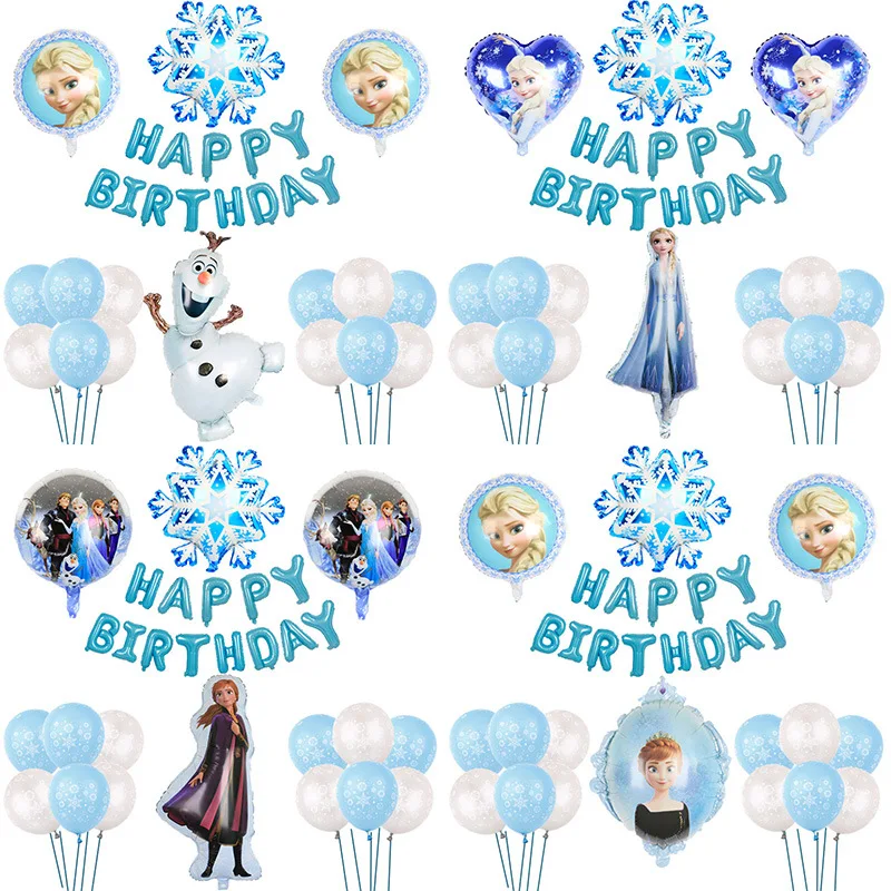 

17 Pcs Frozen Theme Kids Birthday Party Decoration Set Olaf Anna Elsa Helium Globos Toy Baby Shower Foil Balloons Party Supplies