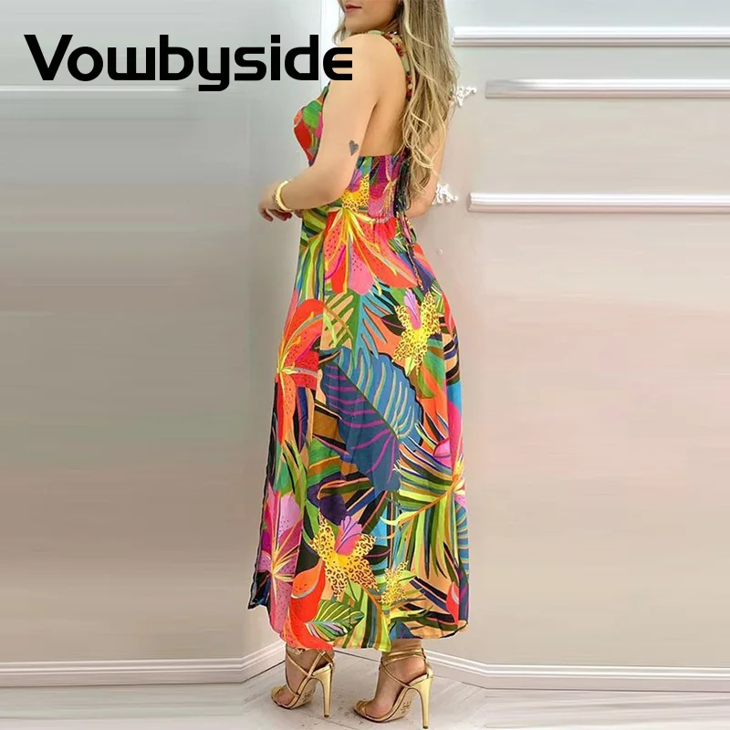 Boho Tropical Print Slit Maxi Dress Women Sexy Spaghetti Strap V-Neck Vacation Summer Dress
Boho Tropical Print Slit Maxi Dress Women Sexy Spaghetti Strap V-Neck Vacation Summer Dress