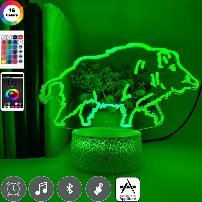 Decorative 3D Table Lamp Wild Boar LED Night Light Animal Acrylic Nightlight Illusion Atmosphere Decoration Smart Phone Control 
Decorative 3D Table Lamp Wild Boar LED Night Light Animal Acrylic Nightlight Illusion Atmosphere Decoration Smart Phone Control