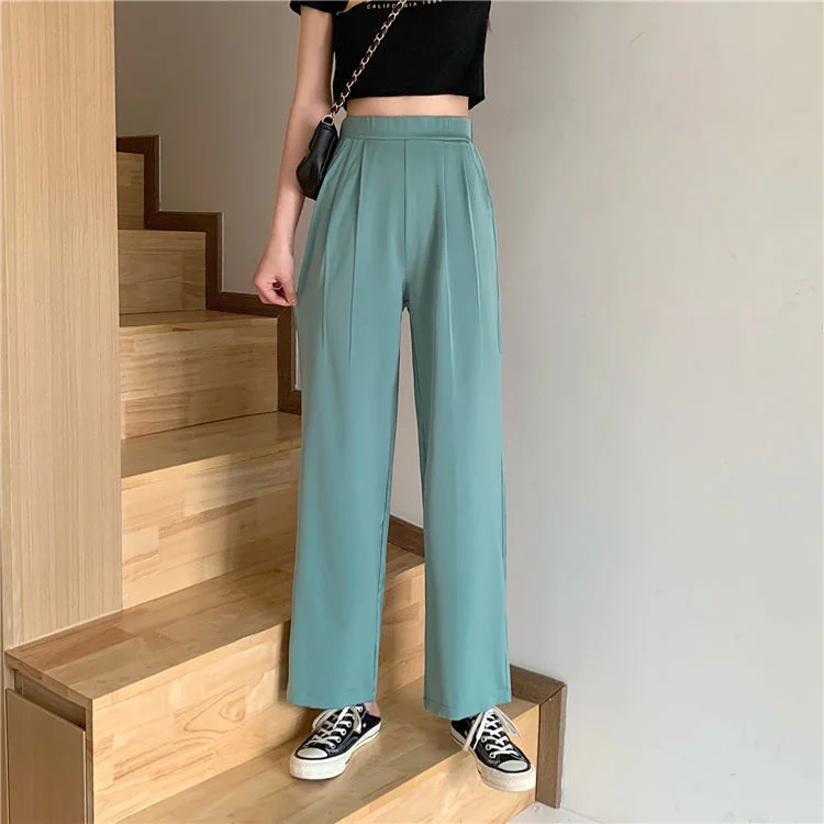 2021 new casual pants women loose and thin drape high waist straight wild wide leg suit pants
2021 new casual pants women loose and thin drape high waist straight wild wide leg suit pants