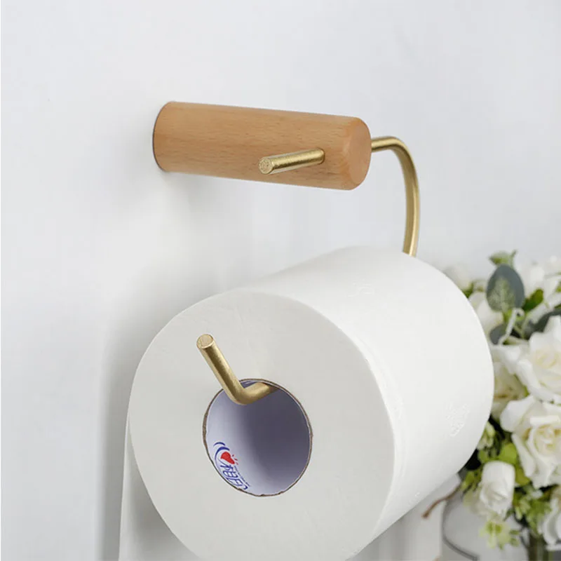Perforation-free Nordic bathroom roll paper holder brass solid wood wall-mounted napkin holder golden toilet paper holder
Perforation-free Nordic bathroom roll paper holder brass solid wood wall-mounted napkin holder golden toilet paper holder