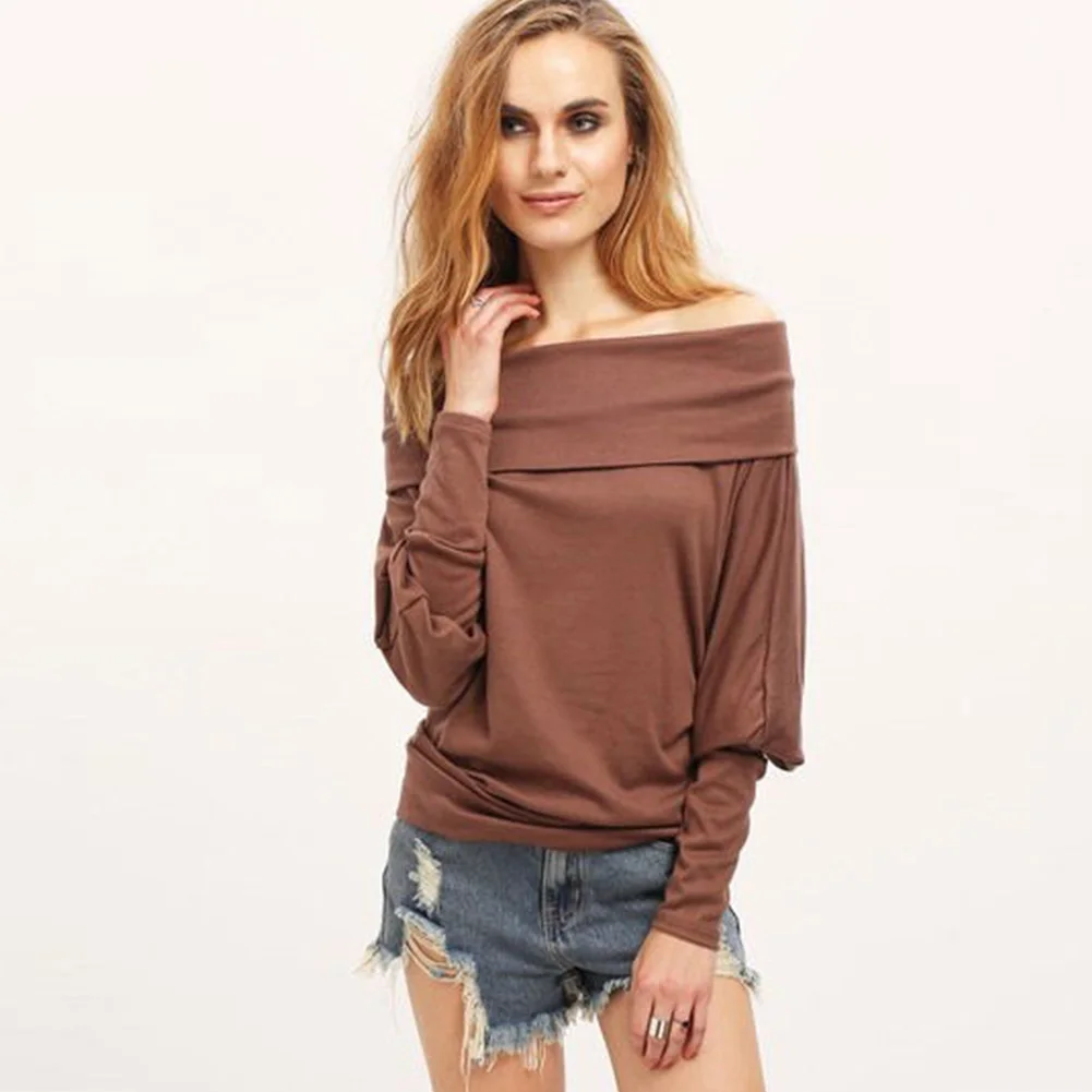 Sexy One Shoulder Bat Sleeve Long Sleeve T-shirt Women Off Shoulder Casual T shirt
Sexy One Shoulder Bat Sleeve Long Sleeve T-shirt Women Off Shoulder Casual T shirt
