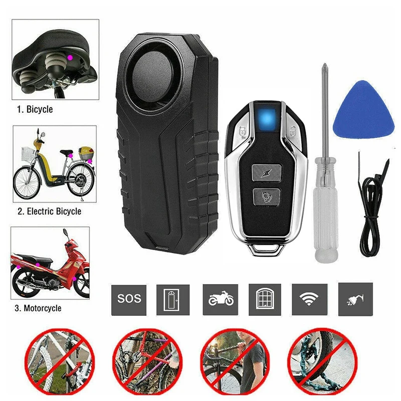 113Db Super Loud Wireless Motorcycle Bicycle Alarm Security Anti-Theft Alarm with Remote Control Waterproof Black 
113Db Super Loud Wireless Motorcycle Bicycle Alarm Security Anti-Theft Alarm with Remote Control Waterproof Black