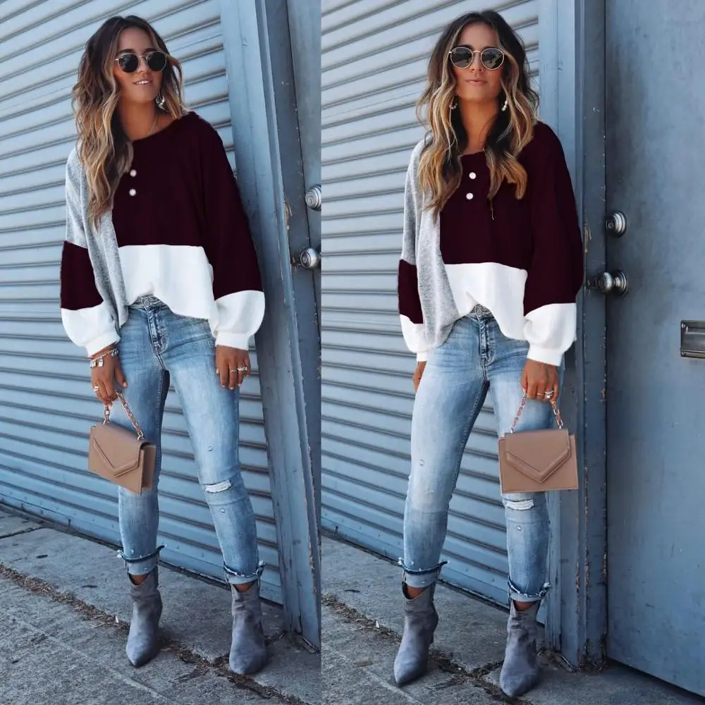women winter autumn home office Stitching loose Sweaters Pullover 2019 new jumpers knitted clothes fashion Lantern long sleeve
women winter autumn home office Stitching loose Sweaters Pullover 2019 new jumpers knitted clothes fashion Lantern long sleeve