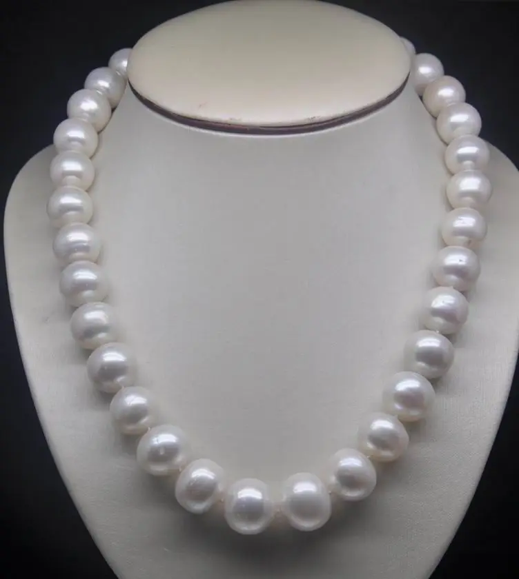 

Натуральное огромное ожерелье с пресноводным культивированным белым жемчугом AA 11-12 мм, 18 дюймов, ювелирные цепи, ожерелье для женщин, жемчужное ожерелье