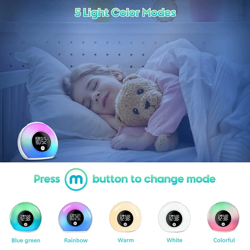 Night Light Alarm Clock Bluetooth Speaker 5 Colors Wake Up Light Alarm Clock Bedside Colorful LED Digital Clocks Player
Night Light Alarm Clock Bluetooth Speaker 5 Colors Wake Up Light Alarm Clock Bedside Colorful LED Digital Clocks Player