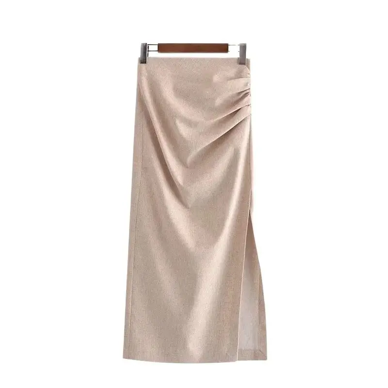 2021 Women Chic Fashion With Draped Front Slit Linen Midi Skirt Vintage High Waist Back Zipper Female Skirts Mujer
2021 Women Chic Fashion With Draped Front Slit Linen Midi Skirt Vintage High Waist Back Zipper Female Skirts Mujer