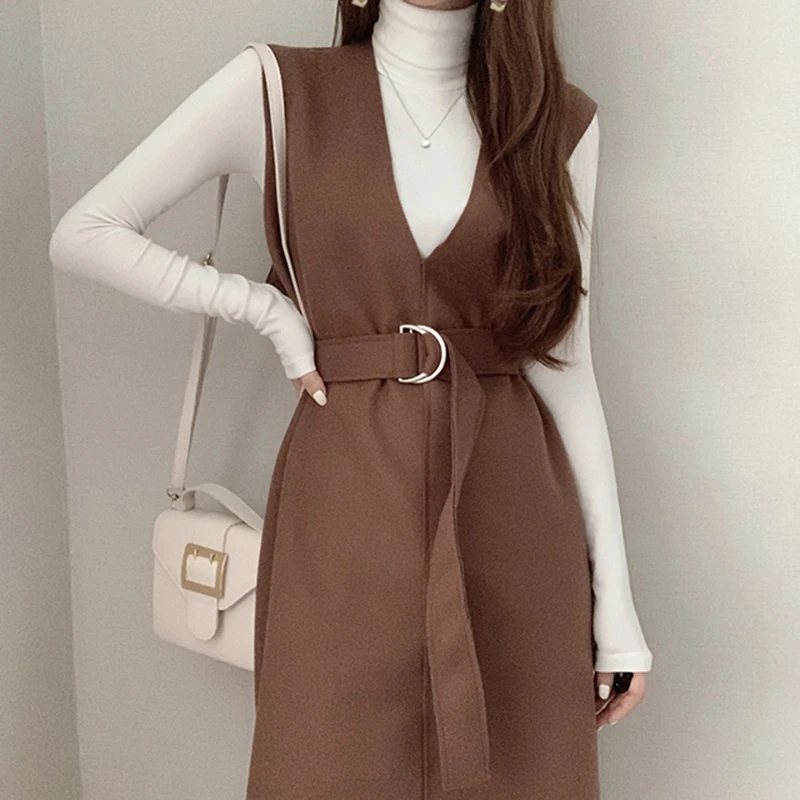 Autumn Winter Office Ladies 2 Piece Set Long Sleeve Turtleneck Bottoming Tops and High Waist Tank V-neck Dress Two Piece Sets
Autumn Winter Office Ladies 2 Piece Set Long Sleeve Turtleneck Bottoming Tops and High Waist Tank V-neck Dress Two Piece Sets
