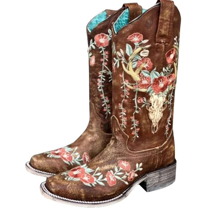 Autumn Women Boots PU National Style Embroider Ladies Martin Mid Calf Boots Square Heel Slip On Platform Footwear Fashion
Autumn Women Boots PU National Style Embroider Ladies Martin Mid Calf Boots Square Heel Slip On Platform Footwear Fashion