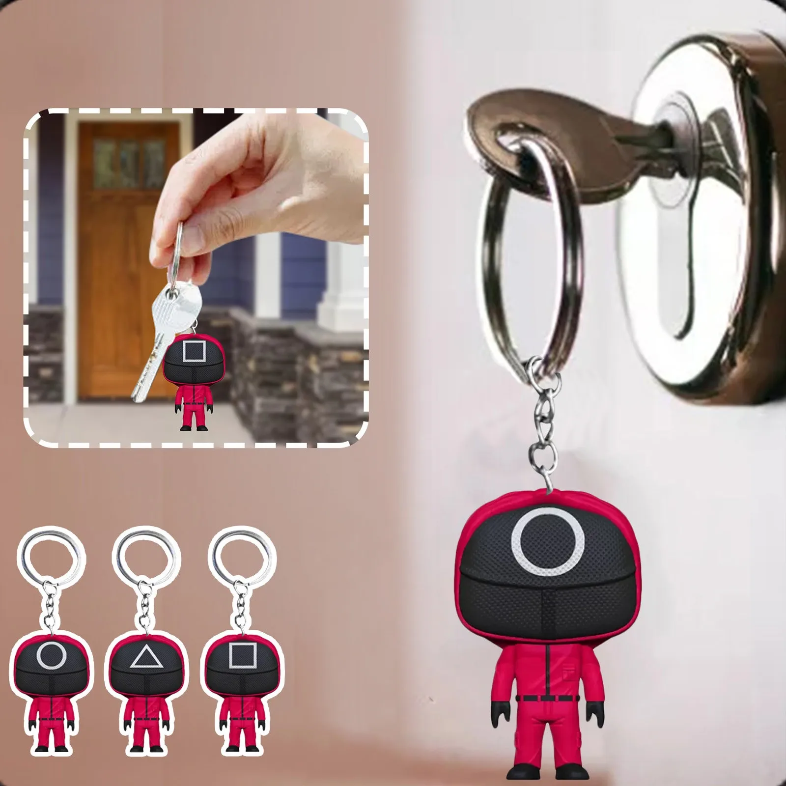 Korean TV Squid Game Keychain Cosplay Soldier Figurine Key Ring Car Backpack Pendant Triangle Charms Key Chain For Kids Toy Gift
Korean TV Squid Game Keychain Cosplay Soldier Figurine Key Ring Car Backpack Pendant Triangle Charms Key Chain For Kids Toy Gift