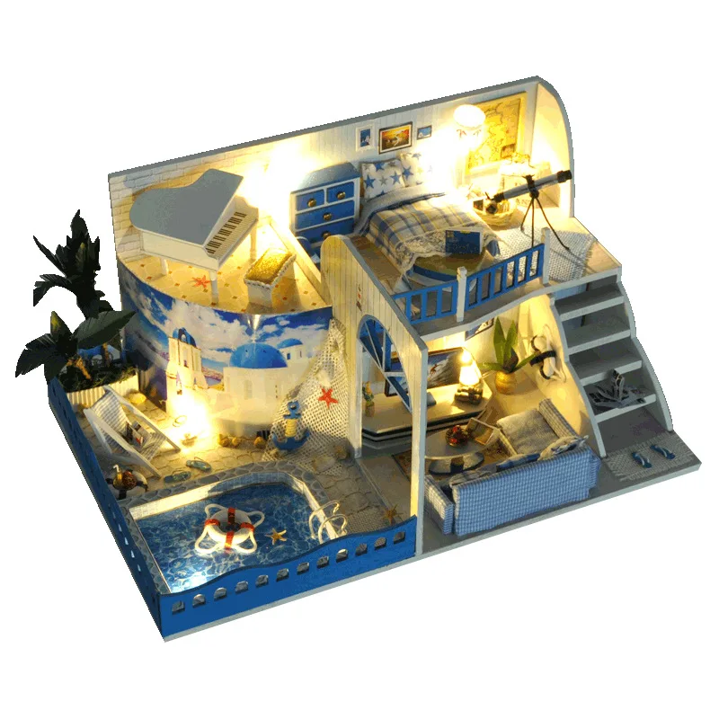 Doll House Action Figure Children's Toys Mediterranean Cottage Villa Model Building Kit Creative Wooden Blocks Toys Girl Gift
Doll House Action Figure Children's Toys Mediterranean Cottage Villa Model Building Kit Creative Wooden Blocks Toys Girl Gift