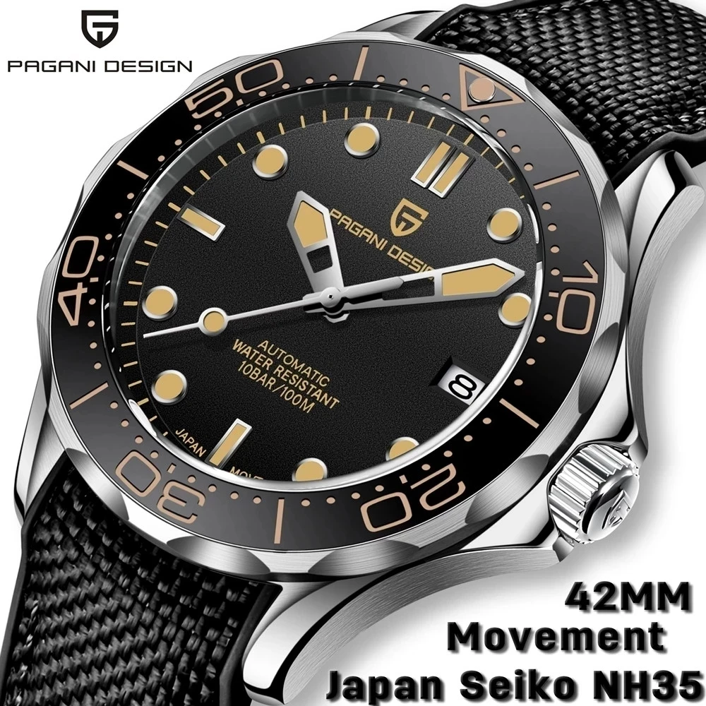 

Часы наручные 007 PAGANI Мужские механические, брендовые Роскошные с сапфировым стеклом, водонепроницаемость 2021 м, 100