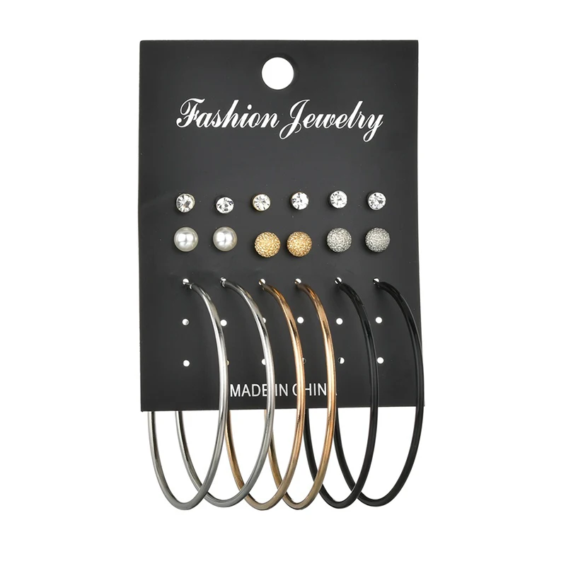 9 PCS/SET Trendy Big Circle Hoop Earring Set Statement Crystal Geometric Earrings Gold For Women Jewelry Brincos femme ER200088 
9 PCS/SET Trendy Big Circle Hoop Earring Set Statement Crystal Geometric Earrings Gold For Women Jewelry Brincos femme ER200088