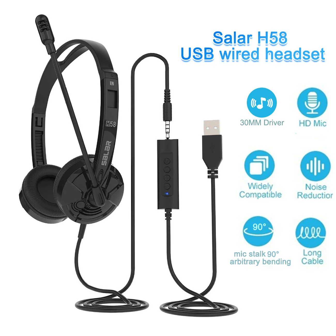 USB Wired Computer Headset with 3.5mm Microphone Noise Cancelling PC Wired Business Headphone for Skype Webinar Phone Tablet
USB Wired Computer Headset with 3.5mm Microphone Noise Cancelling PC Wired Business Headphone for Skype Webinar Phone Tablet