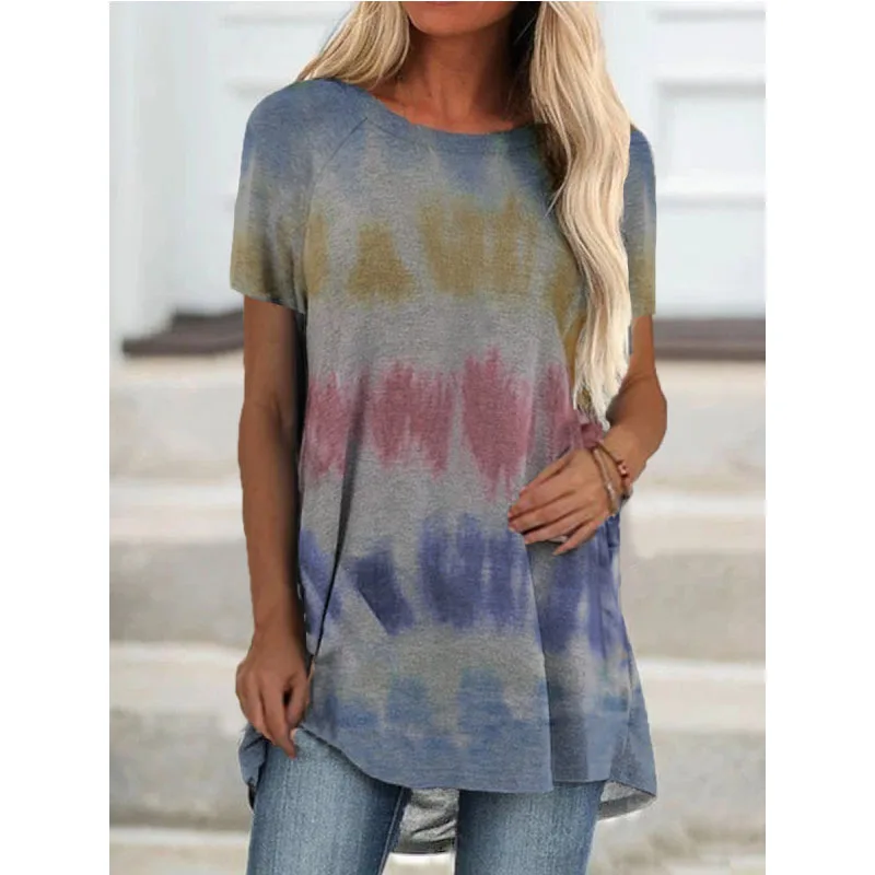 Women's New Gradient Stripe Printed Round Neck Short Sleeve T Shirt Casual Loose Top Fashion Plus Size Clothing
Women's New Gradient Stripe Printed Round Neck Short Sleeve T Shirt Casual Loose Top Fashion Plus Size Clothing