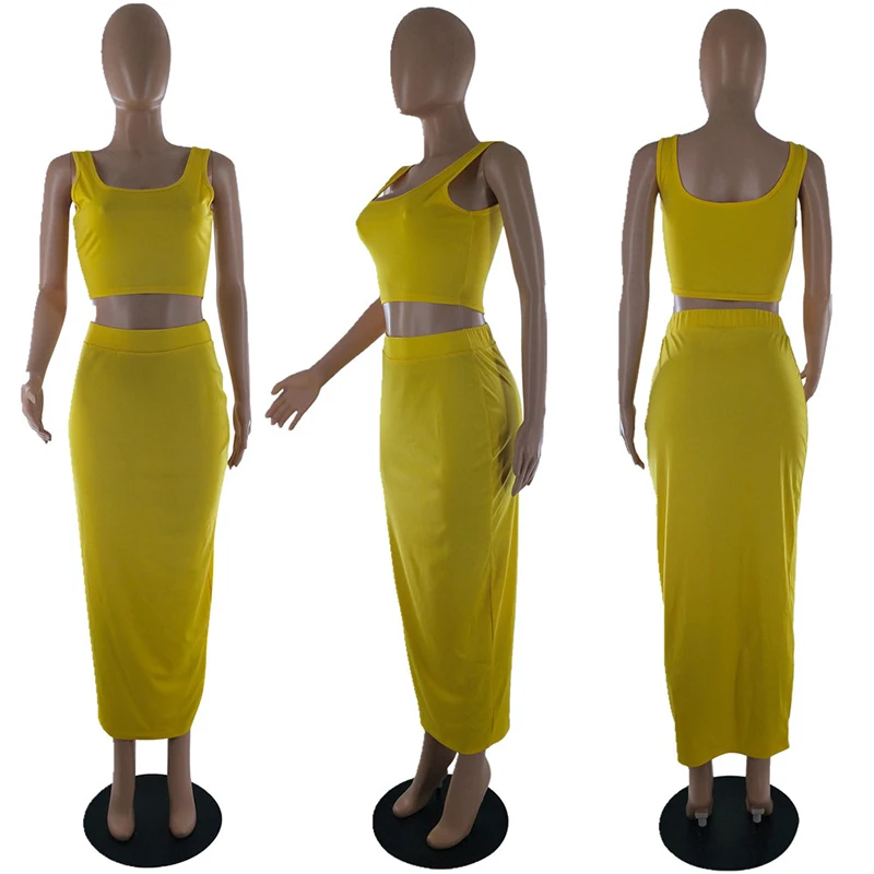 Solid Color Sleeveless Tank Tops & Maxi Skirt All-Matching New Arrival Autumn Women Suit Hot Style Two Piece Set
Solid Color Sleeveless Tank Tops & Maxi Skirt All-Matching New Arrival Autumn Women Suit Hot Style Two Piece Set