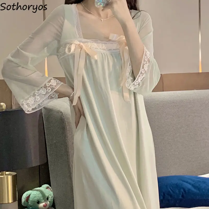 New Nightgowns Women Bow Exquisite Trendy Elegant Sleepwear Chinese Square Collar Nightdress Sweet Princess Style Lace Homewear
New Nightgowns Women Bow Exquisite Trendy Elegant Sleepwear Chinese Square Collar Nightdress Sweet Princess Style Lace Homewear