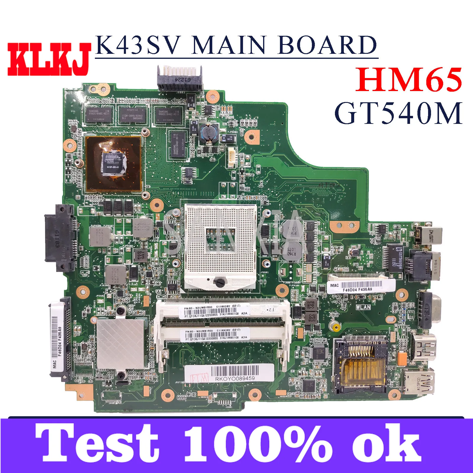 Материнская плата KLKJ K43SV для ноутбука ASUS K43SV K43SJ K43SC K43SM K43S, оригинальная материнская плата HM65 GT540M
Материнская плата KLKJ K43SV для ноутбука ASUS K43SV K43SJ K43SC K43SM K43S, оригинальная материнская плата HM65 GT540M