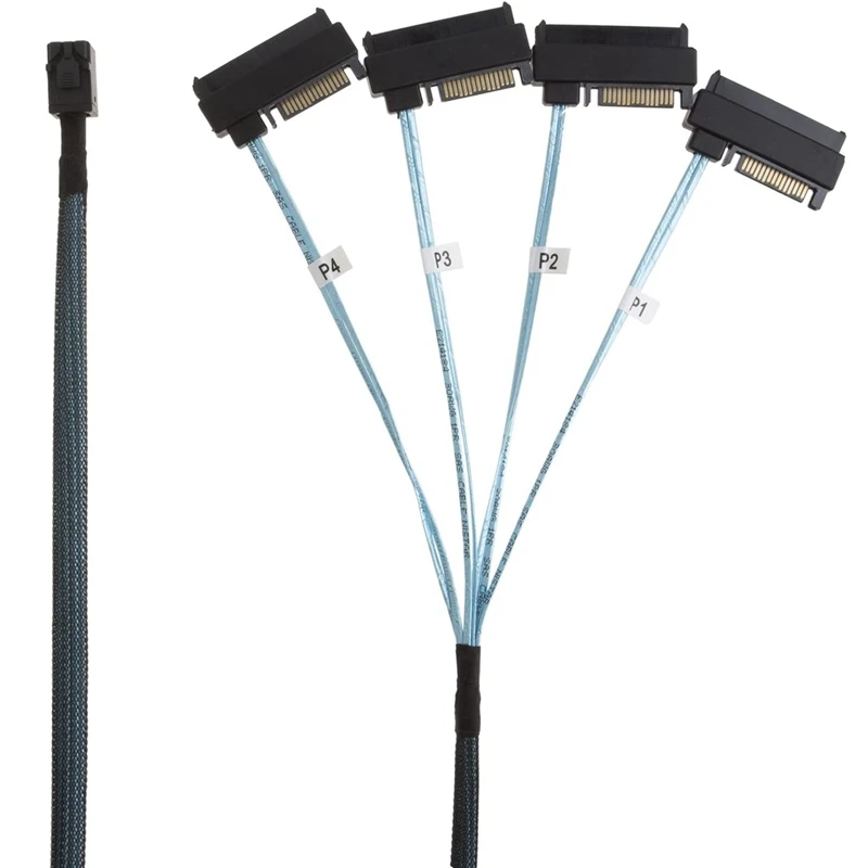 Internal Mini SAS SFF-8643 to (4) 29Pin SFF-8482 Connectors with SAS 15Pin Power Port, 1M / 3.3FT
Internal Mini SAS SFF-8643 to (4) 29Pin SFF-8482 Connectors with SAS 15Pin Power Port, 1M / 3.3FT