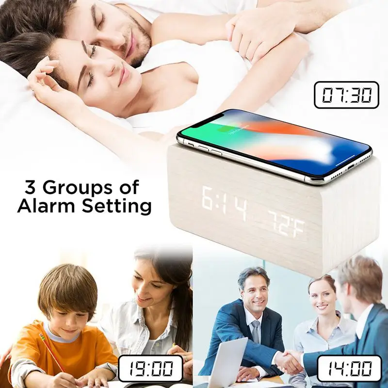 Wooden Alarm Clock With Qi Wireless Charging Pad Compatible With For Iphone Samsung Wood Led Digital Clock Sound Control Functio
Wooden Alarm Clock With Qi Wireless Charging Pad Compatible With For Iphone Samsung Wood Led Digital Clock Sound Control Functio