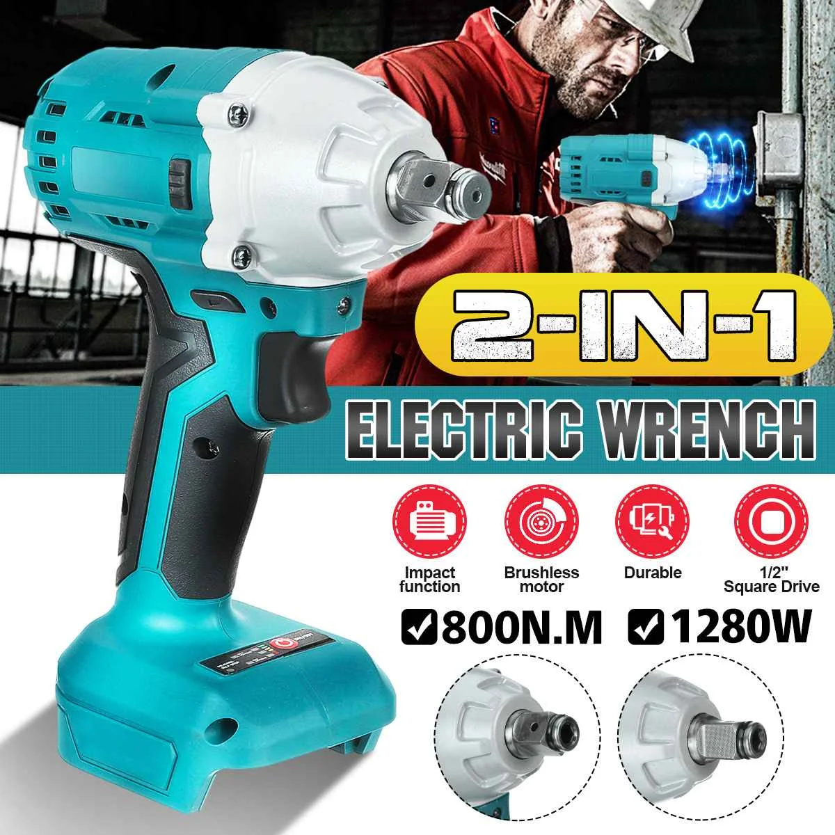 BLMIATKO Brushless Cordless Electric Impact Wrench 1/2 inch Socket Wrench Power Tools Rechargeable For Makita 18V Battery
BLMIATKO Brushless Cordless Electric Impact Wrench 1/2 inch Socket Wrench Power Tools Rechargeable For Makita 18V Battery