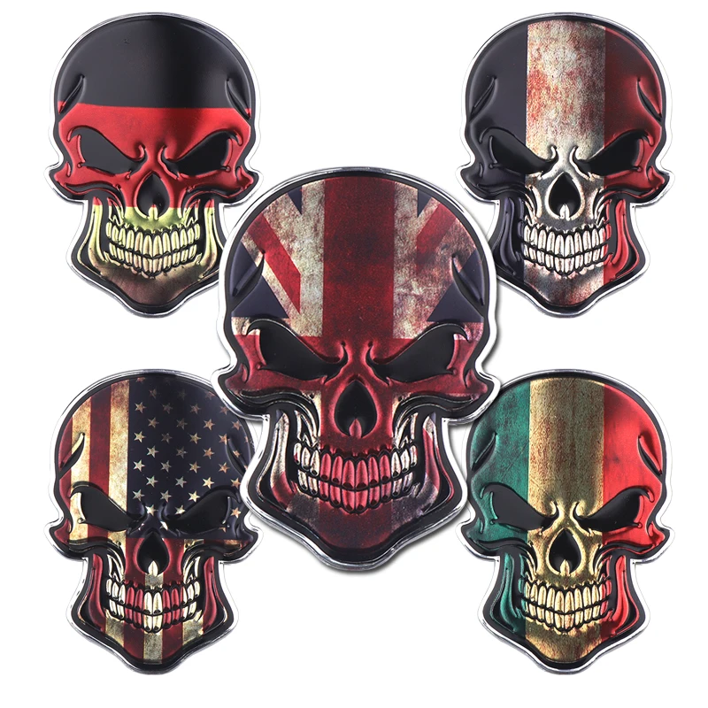9*6.2CM Metal aluminum alloy Motorcycle Car United States United Kingdom France Germany Italy Stickers Skull Country Flag Decal
9*6.2CM Metal aluminum alloy Motorcycle Car United States United Kingdom France Germany Italy Stickers Skull Country Flag Decal