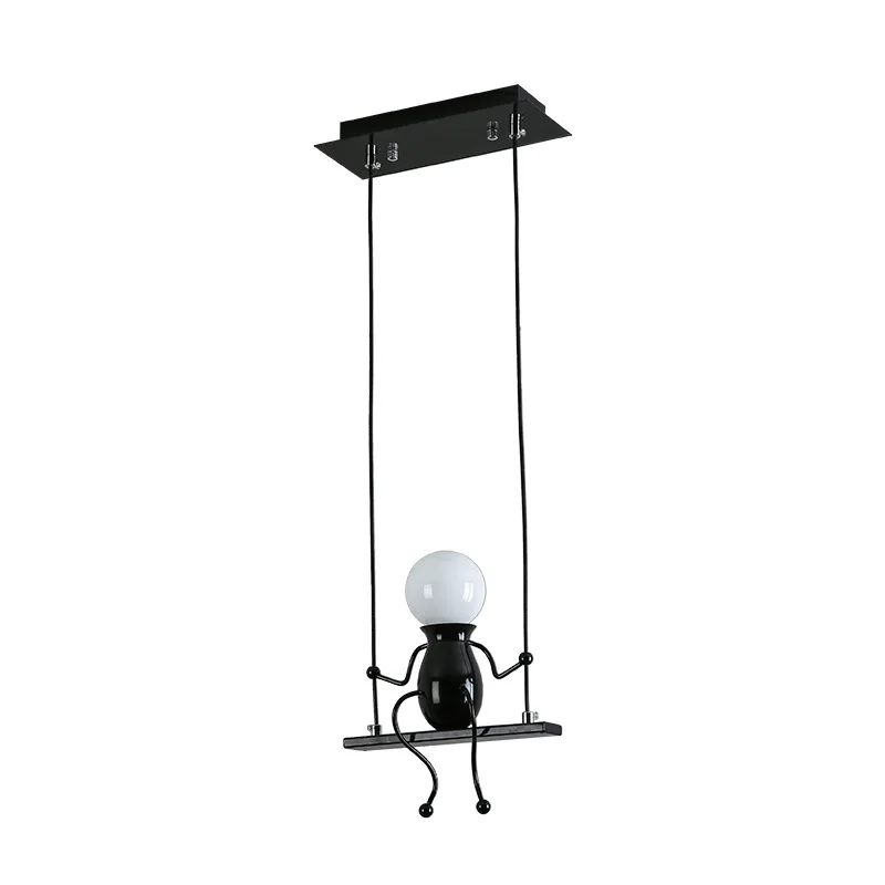 

New Swing Man Cartoon Doll Chandeliers LED Creative Fixtures Iron Bedside Dependent Lamp For Kids Gift Living Room Decorations