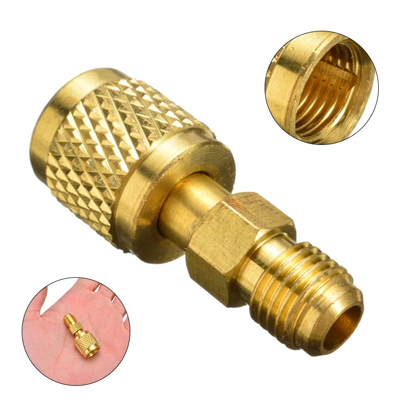 Mayitr Mini R410A Brass Refrigerant Adapter 1/4" Male to 5/16" Female SAE Connectors Charging Hose Pump for HVAC Refrigeration
Mayitr Mini R410A Brass Refrigerant Adapter 1/4" Male to 5/16" Female SAE Connectors Charging Hose Pump for HVAC Refrigeration