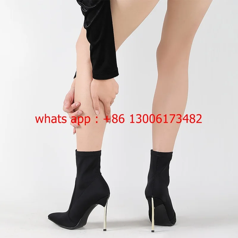 real video woman pointed toe metal high heel ankle boots Women plus size super high heel stiletto short boots
real video woman pointed toe metal high heel ankle boots Women plus size super high heel stiletto short boots