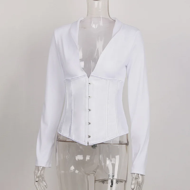 V-neck Fashion Party Shirt Women's Tops Corset Lace Hook Corset Elegant Office Shirt Slim Temperament Slim 2021 New Fall
V-neck Fashion Party Shirt Women's Tops Corset Lace Hook Corset Elegant Office Shirt Slim Temperament Slim 2021 New Fall
