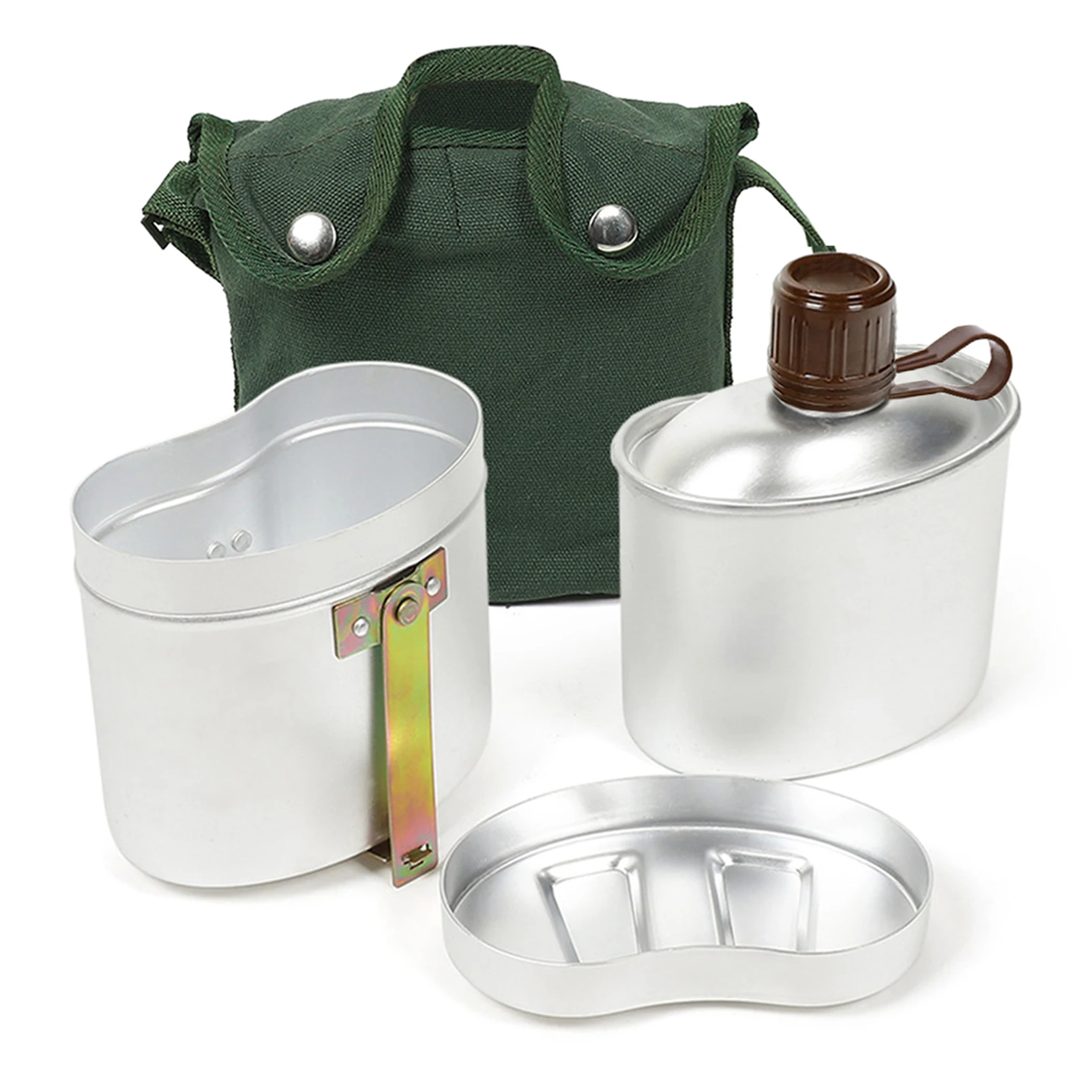 Outdoor Portable Aluminum Canteen Set with Cup and Cover Camping Hiking Picnic Cookware Mess Kit For Backpacking Flatware
Outdoor Portable Aluminum Canteen Set with Cup and Cover Camping Hiking Picnic Cookware Mess Kit For Backpacking Flatware