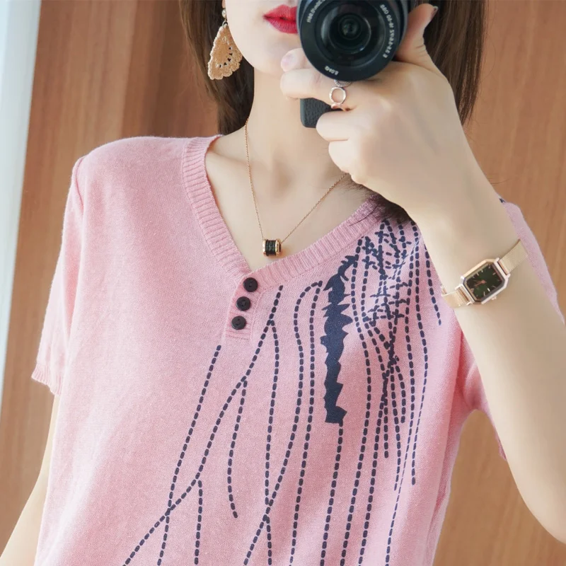 BOBOKATEER Short Sleeve Elegant Women Clothes Poleras Mujer T-shirt Female Woman Tshirts V-Neck Tee Shirt Femme T-shirty Damskie
BOBOKATEER Short Sleeve Elegant Women Clothes Poleras Mujer T-shirt Female Woman Tshirts V-Neck Tee Shirt Femme T-shirty Damskie