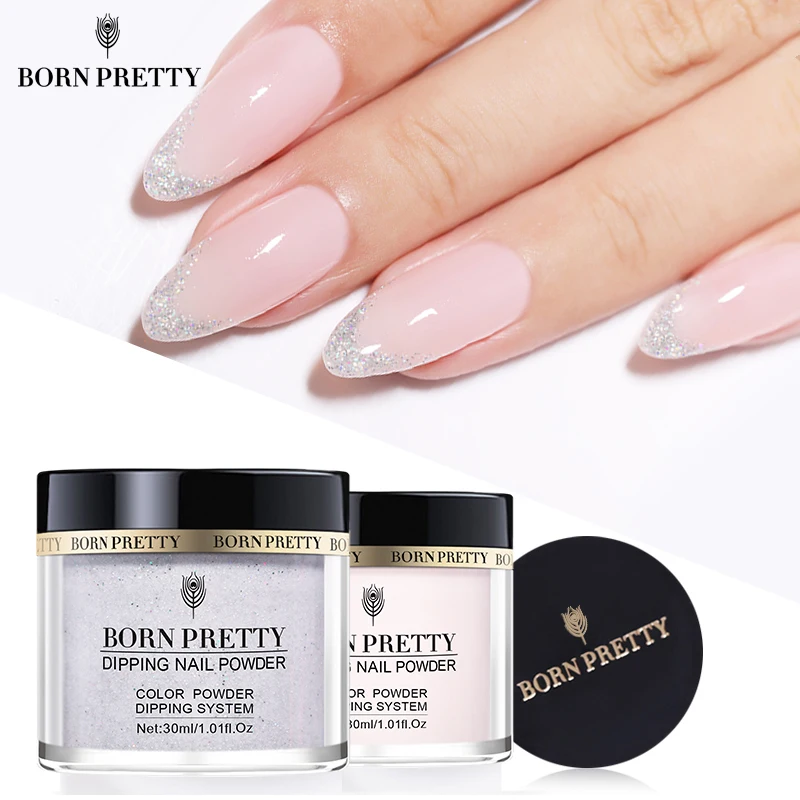 Пудра для ногтей BORN PRETTY 30 мл розовая блестящая пудра стойкая натуральная без