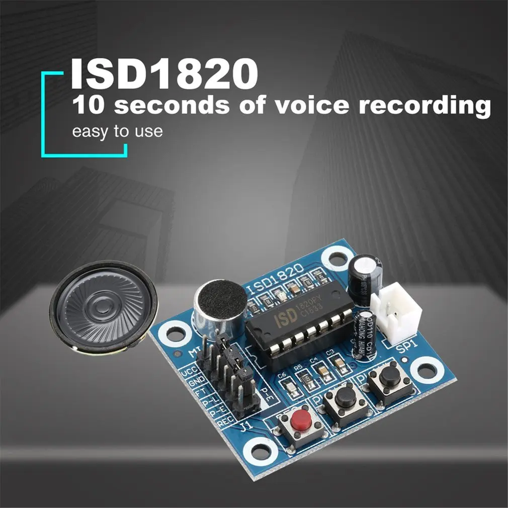 

ISD1820 10s Mic Voice Sound Playback Board Recording Recorder Module Kit Microphone Audio Speaker Loudspeaker