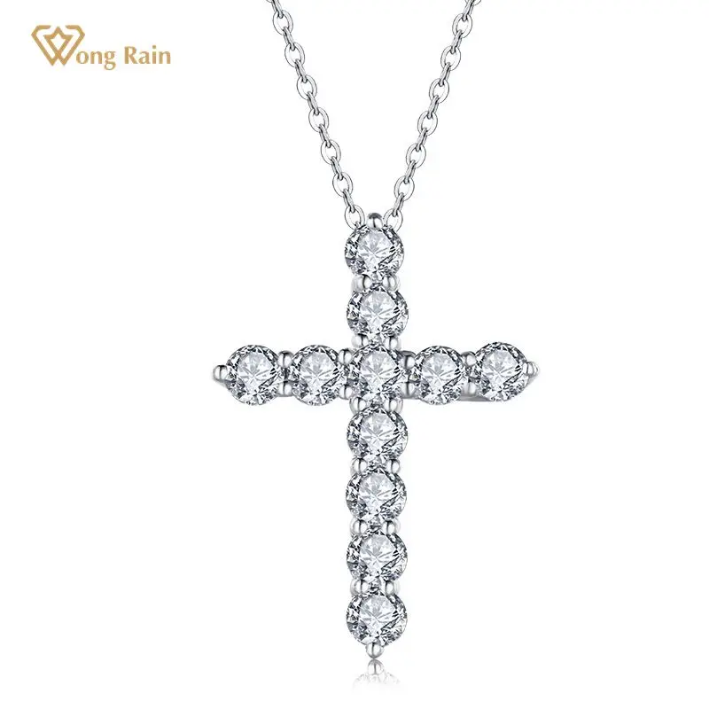 Wong Rain 925 Sterling Silver Created Moissanite Gemstone Diamonds White Gold Cross Pendant Necklace Engagement Fine Jewelry
Wong Rain 925 Sterling Silver Created Moissanite Gemstone Diamonds White Gold Cross Pendant Necklace Engagement Fine Jewelry