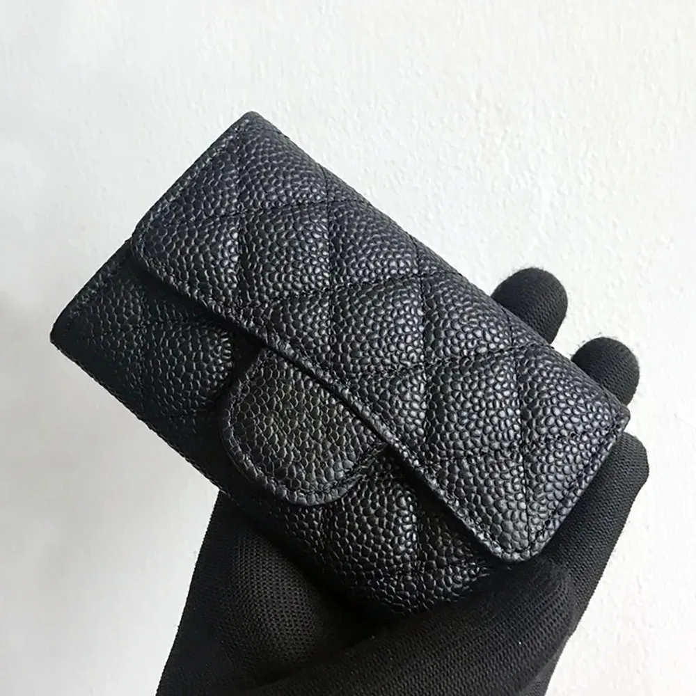 

Luxury Brand High Qquality Leather Coin Purse Women's Flap Card Bag Men's Short Diamond Check Wallet Sheepskin Caviar Cowhide