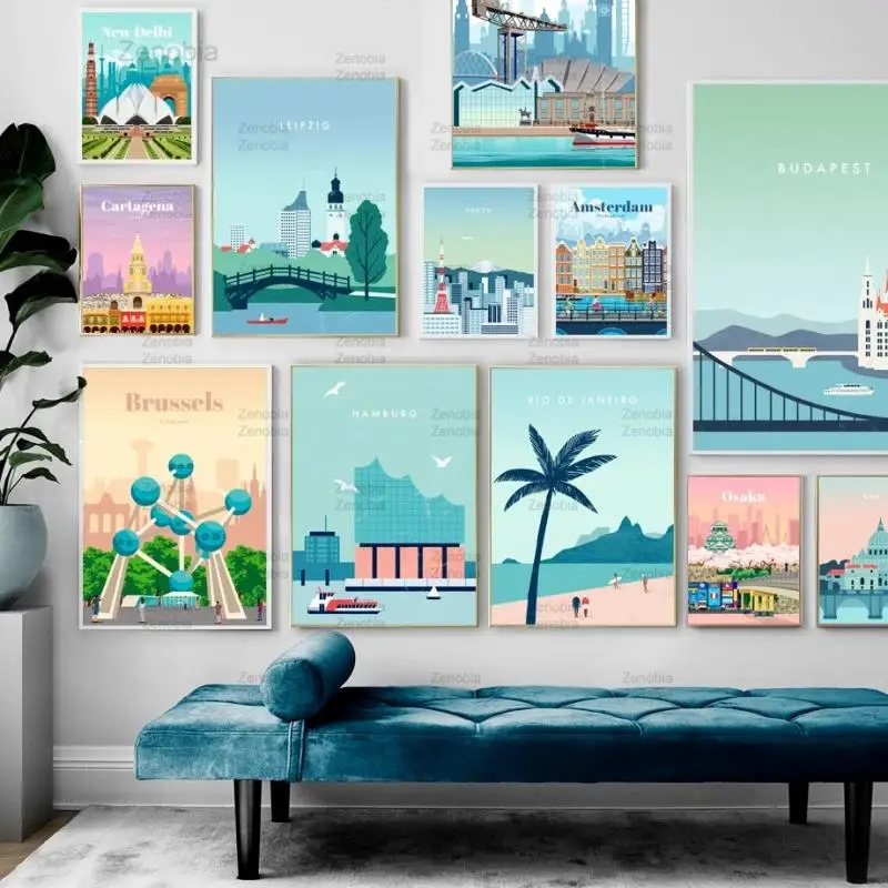 Cartoon Poster City Silhouette Nature Landscape Canvas Painting Travel Modular Color Wall Art Print Picture for Home Decoration
Cartoon Poster City Silhouette Nature Landscape Canvas Painting Travel Modular Color Wall Art Print Picture for Home Decoration
