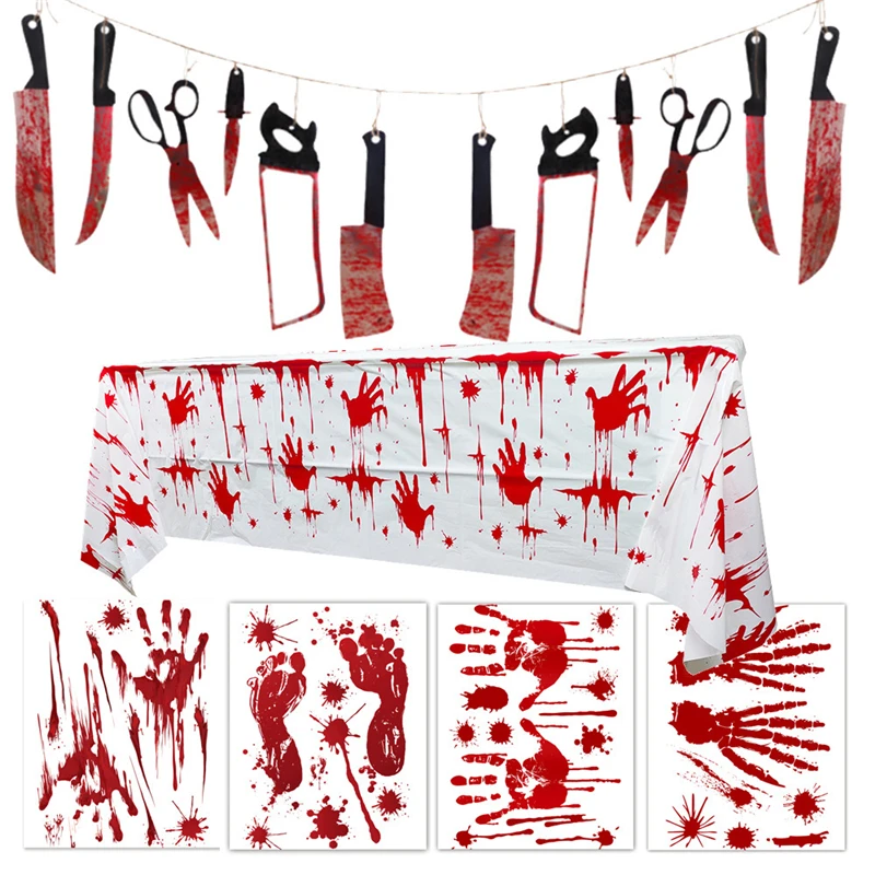Pvc Halloween Site Layout Bloody Supplies Handprint Window Paste Blood Knife Pull Flag Tablecloth Haunted House Decoration Set
Pvc Halloween Site Layout Bloody Supplies Handprint Window Paste Blood Knife Pull Flag Tablecloth Haunted House Decoration Set