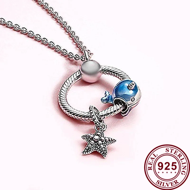 100% 925 Sterling Silver Sparkling Starfish And Narwhal Beaded Pan necklaces Most Popular Women
100% 925 Sterling Silver Sparkling Starfish And Narwhal Beaded Pan necklaces Most Popular Women