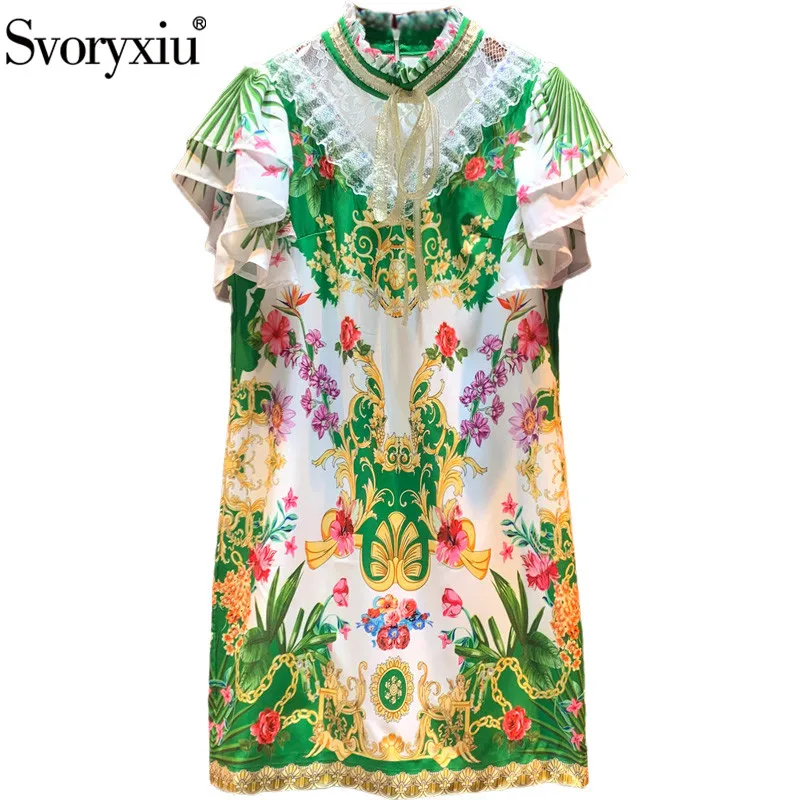 Svoryxiu Fashion Runway Autumn Vintage Short Dresses Women's Tiered Butterfly Sleeve Lace Flower Print Green Elegant Loose Dress
Svoryxiu Fashion Runway Autumn Vintage Short Dresses Women's Tiered Butterfly Sleeve Lace Flower Print Green Elegant Loose Dress