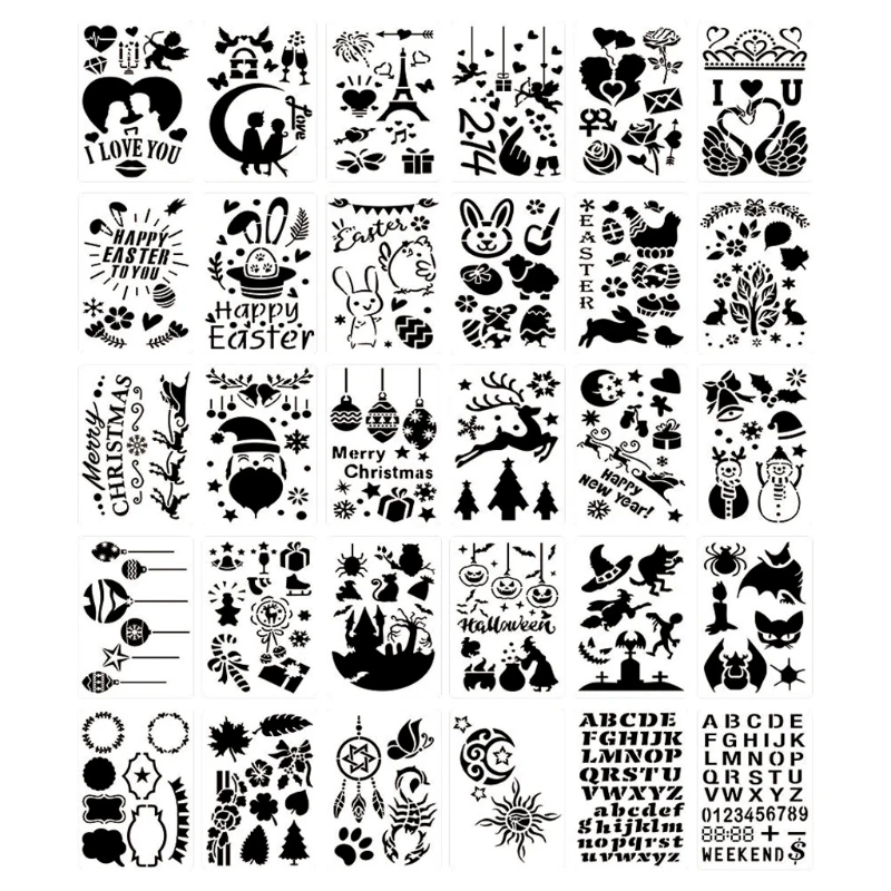 30Pack 5x7inch Valentine's Day Wooden Drawing Stencils Washable Reusable Plastic Painting Stencils DIY Craft Decorations
30Pack 5x7inch Valentine's Day Wooden Drawing Stencils Washable Reusable Plastic Painting Stencils DIY Craft Decorations