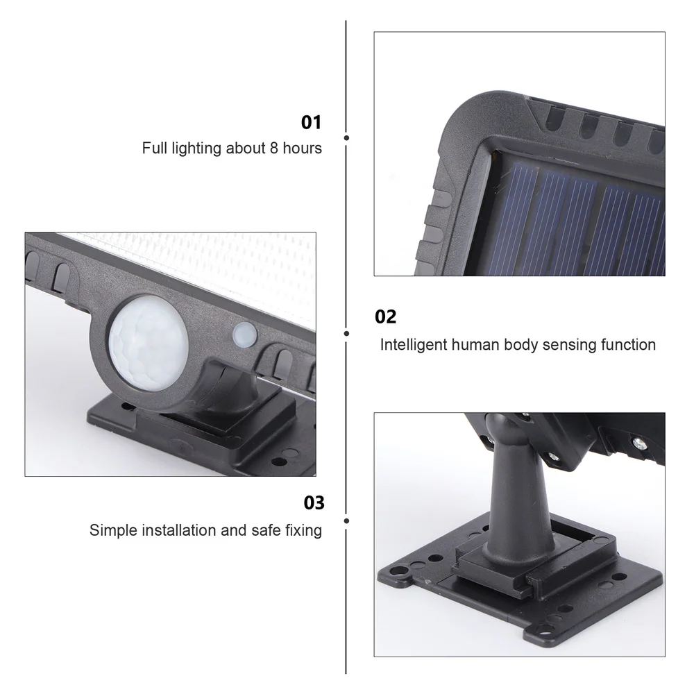 Solar Sensor Wall Lamp COB Super Bright 100 LED Outdoor IP65 Waterproof Sensing Lamp Body Sensing Wall Lamp