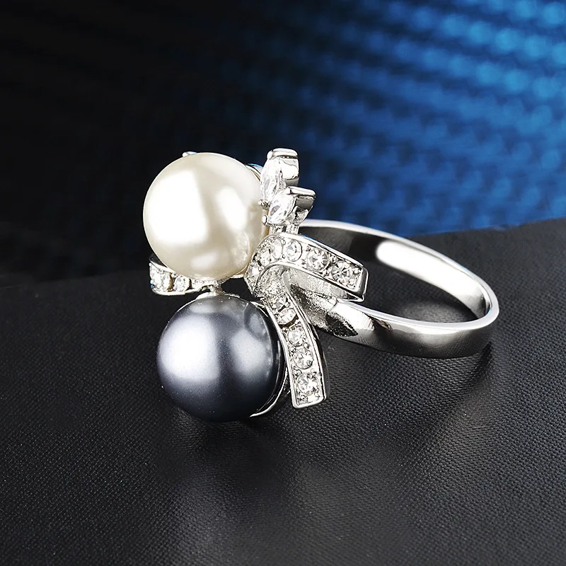 SINLEERY винтажное серебряное кольцо с цветком из циркония двухцветное жемчугом для